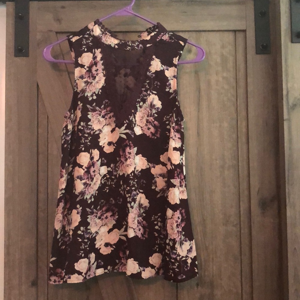 Lace and floral tank